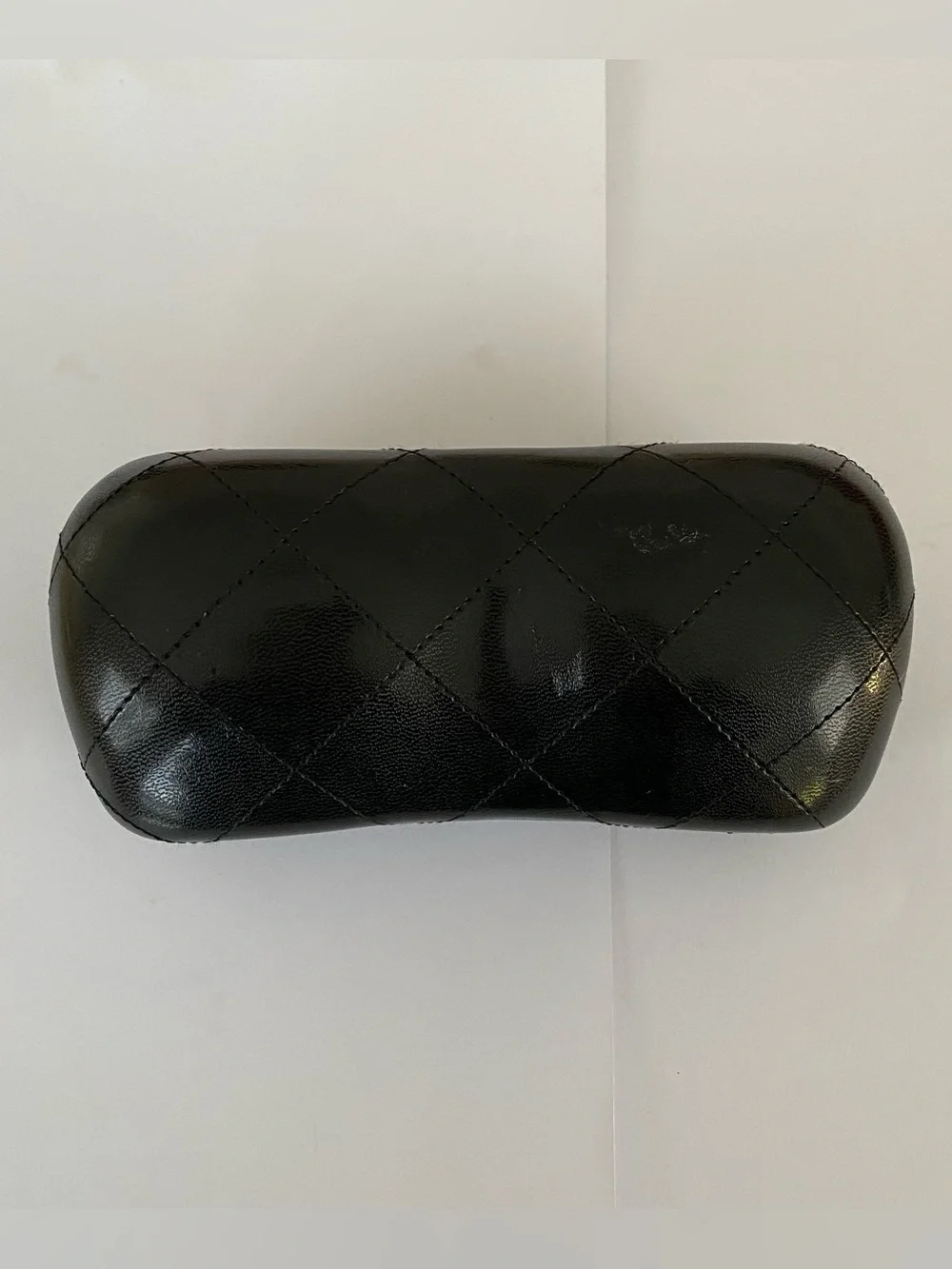 Chanel Made in Italy Black Quilted Leather CC Logo Hard Glasses Sunglasses Case